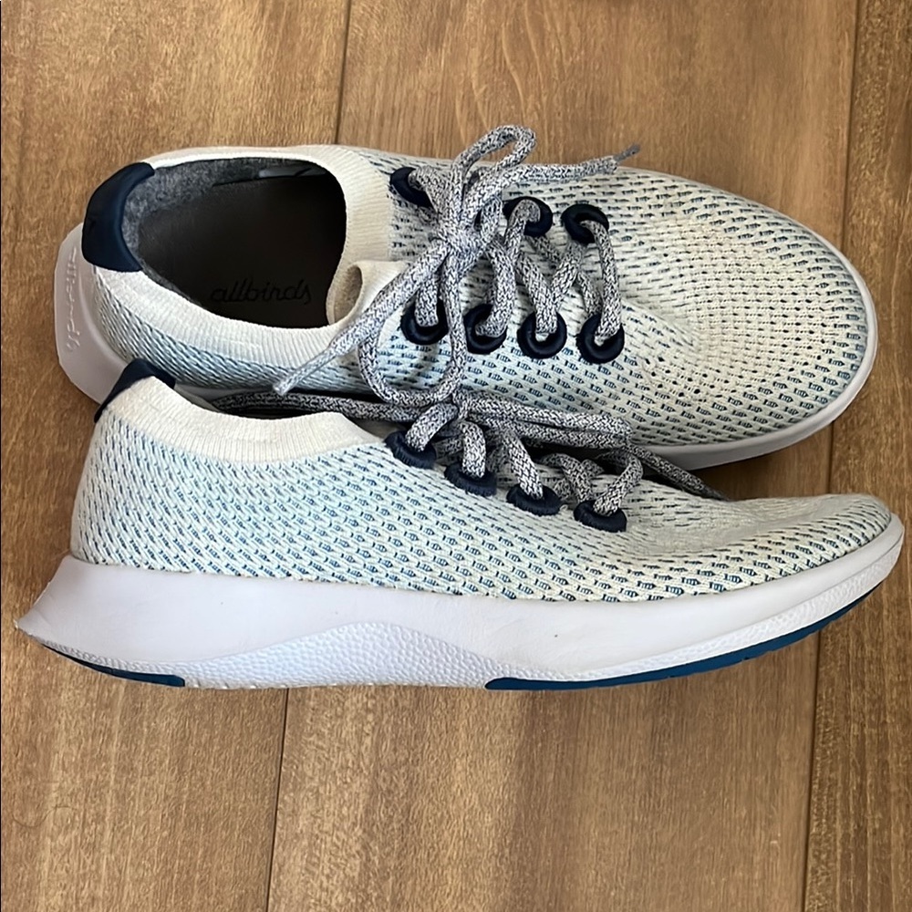 Allbirds Tree Dasher Geyser Blue Gray White Running Athletic‎ Sneakers Size 8.5